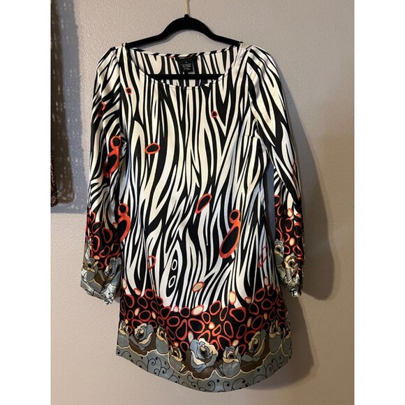 BCBGMAXAZRIA Shift Tunic Dress S Small Silky Stretch Washable Long Sleeve - Picture 5 of 9